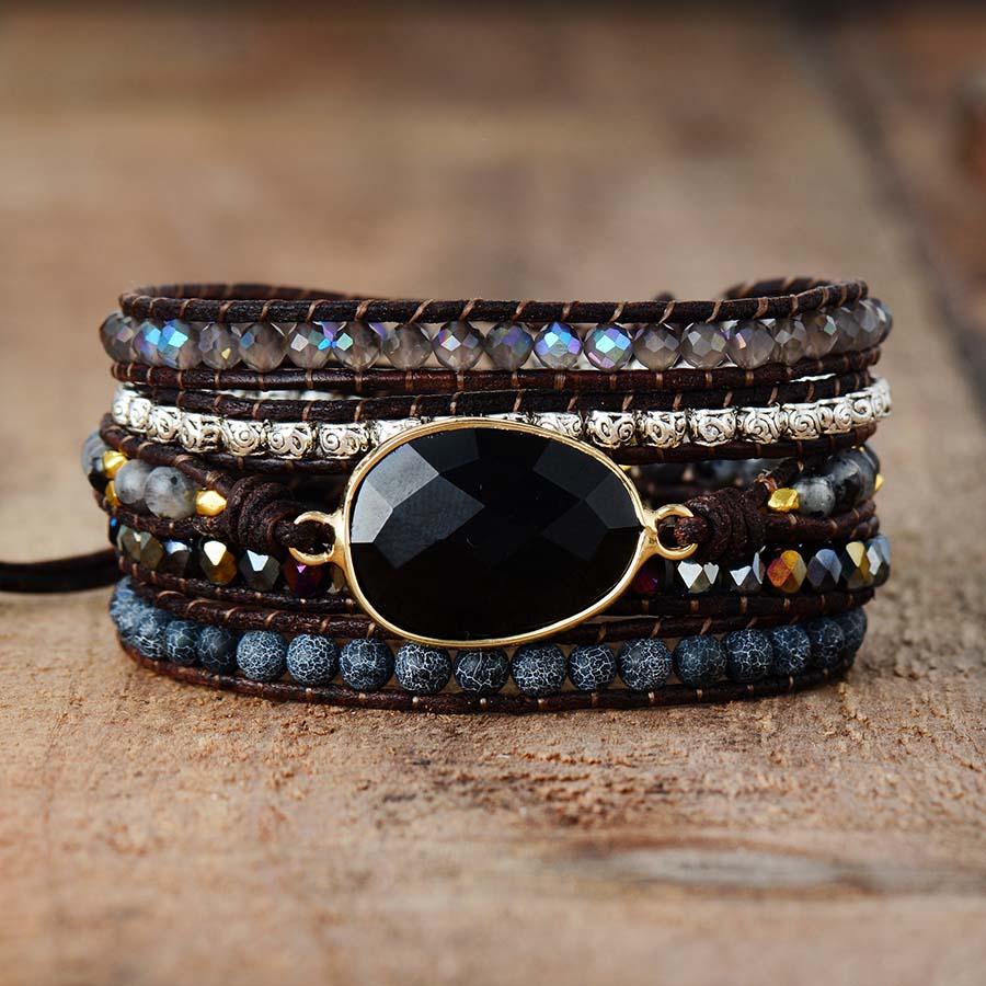 Alura stijlvolle verstelbaar armband voor vrouwen met Zwarte Onyx