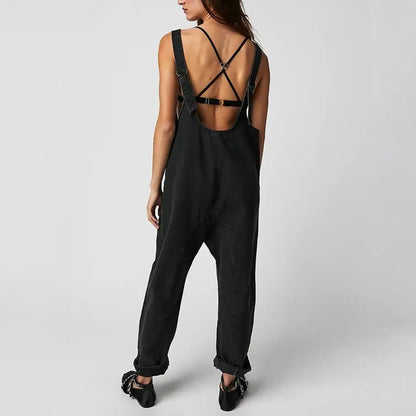 Jumpsuit - Cleo - dames - stijlvolle - denim - casual - met v-hals