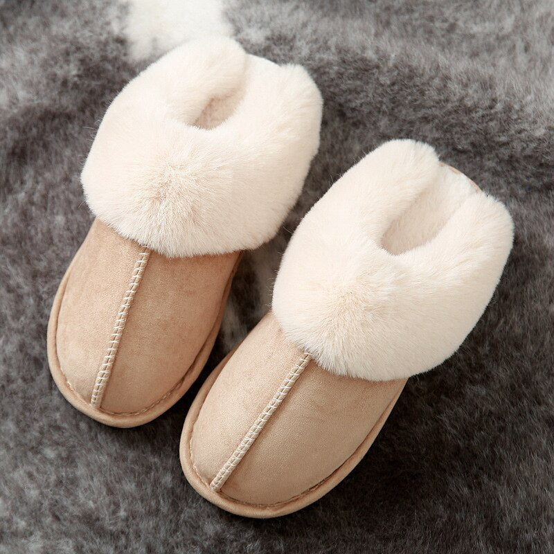 Warme Pluche Huisslippers Harige Platte Pantoffels