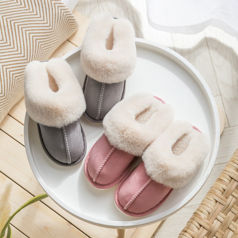 Warme Pluche Huisslippers Harige Platte Pantoffels