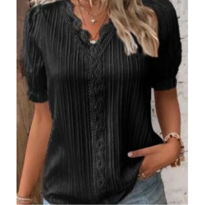 Luna Elegante Kanten Blouse voor Dames Zomerstijl met V-hals