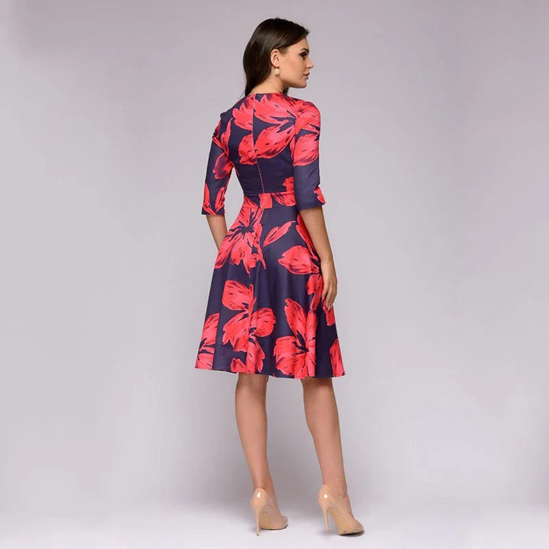 Midi-jurk Harley voor Dames Elegante Vintage Engelse Stijl