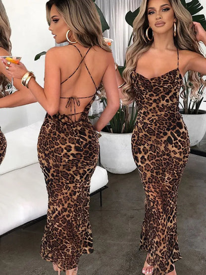 Maxi-jurk Abigail voor Dame: Casual en Sexy Luipaardprint voor de Zomer