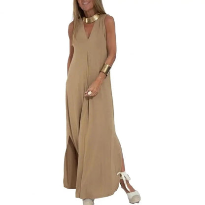 Vrouwen Chic Geplooide Maxi Jurk Ideaal voor de Zomer