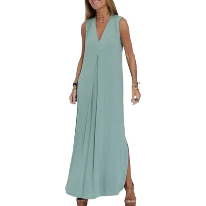 Vrouwen Chic Geplooide Maxi Jurk Ideaal voor de Zomer