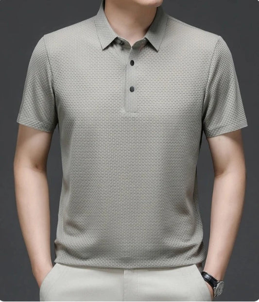 Heren Poloshirt met Korte Mouwen van Ademend Ice Silk en Zweetabsorberende Stof