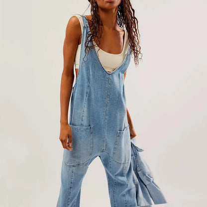 Jumpsuit - Cleo - dames - stijlvolle - denim - casual - met v-hals