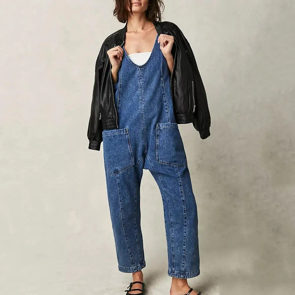 Jumpsuit - Cleo - dames - stijlvolle - denim - casual - met v-hals