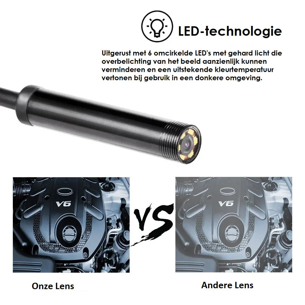 ZEO Auto-Endoscoopcamera Waterdicht met Instelbare LED-Verlichting